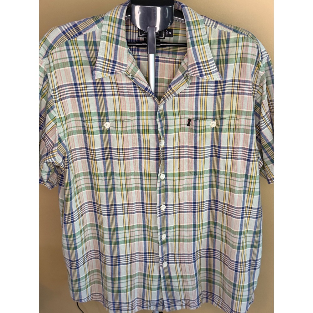 RLX Polo Sport‎ Mens XL Plaid Button Down Shirt Short Sleeve Cotton Multi-Color - Picture 3 of 7